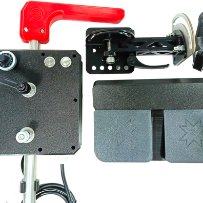 Комплектация поставки электронного ротатора "Атал про": моноблок, беспроводные педали (2,4ГГц), кроншейн крепления, кабель питания