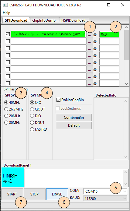 Основной экран Flash Download Tool