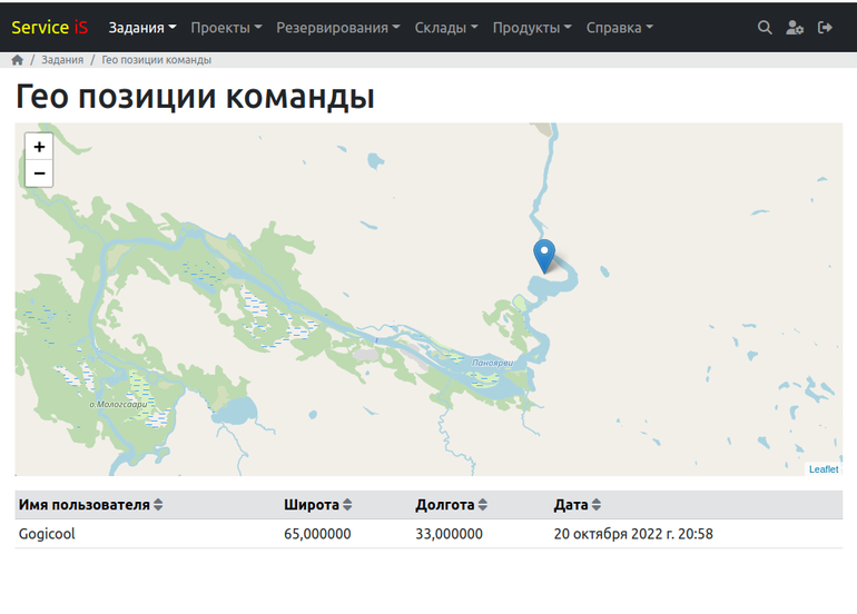 Отчет о местоположении подчиненных сотрудников