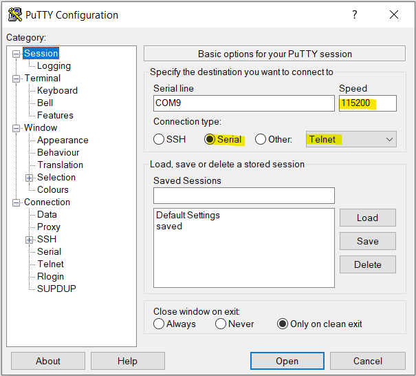 Настройка сесии